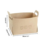 2pcs Felt Storage Basket Foldable Large Bear Basket Car Boot Basket for Dirty - Brown
