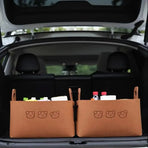2pcs Felt Storage Basket Foldable Large Bear Basket Car Boot Basket for Dirty - Brown