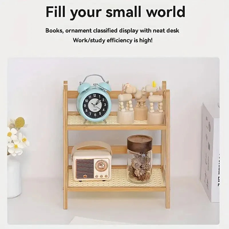 Multi Tier Desktop Storage Shelf Organizer Rack for Home Office and Study Use