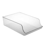 Clear Plastic Beverage Organizer Fridge Storage Shelf Holder for Kitchen Pantry - Front View
