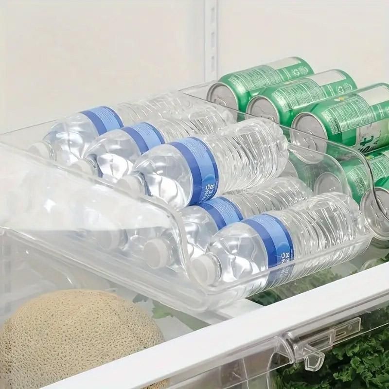 Clear Plastic Beverage Organizer Fridge Storage Shelf Holder for Kitchen Pantry