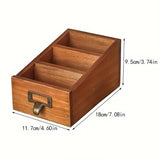 Wooden Desktop Shelf Organizer Storage Rack Office Home Workspace Accessories - Side View