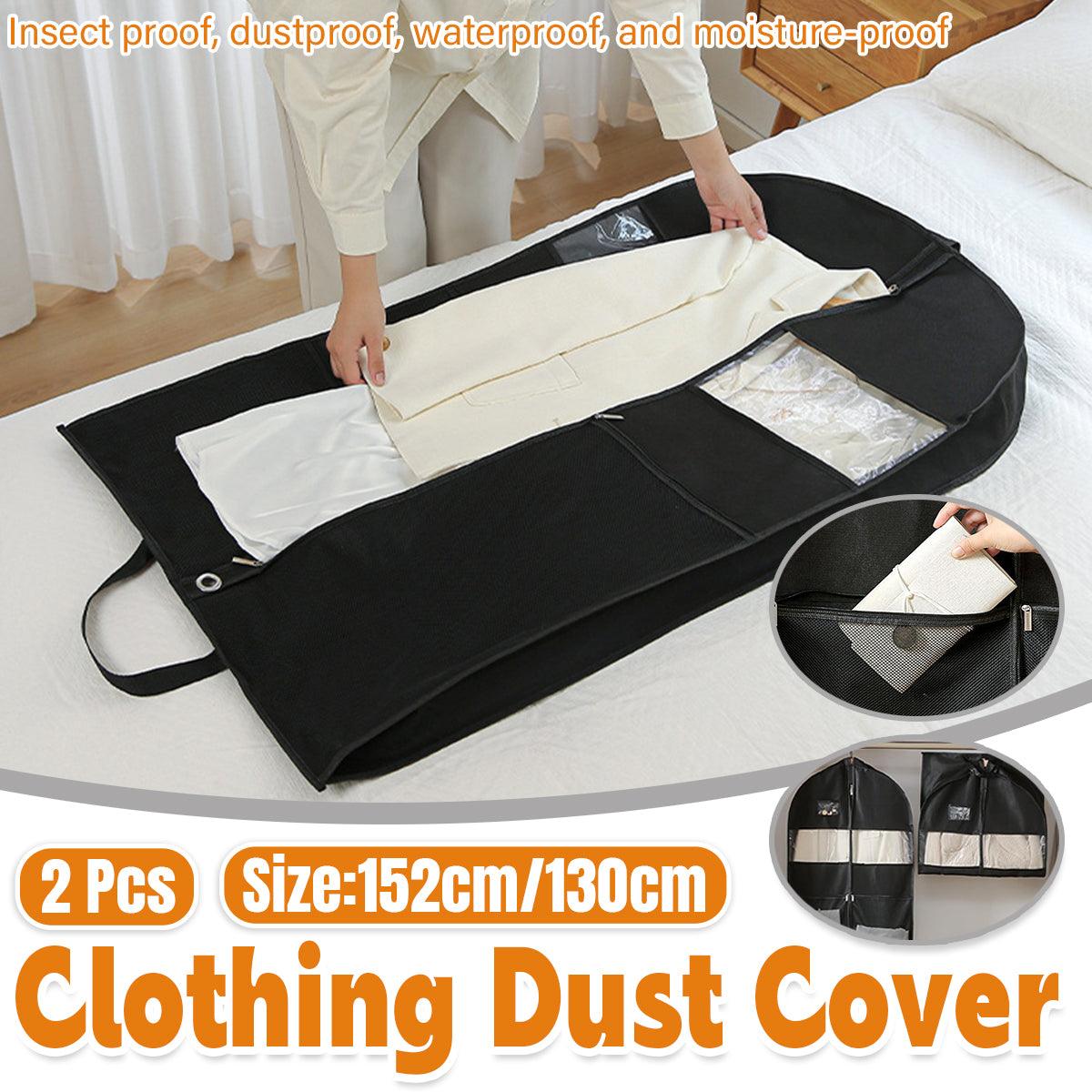 2pcs Hanging Closet Garment Dust Cover Storage Bag Clothes Protector Organizer - 130CM
