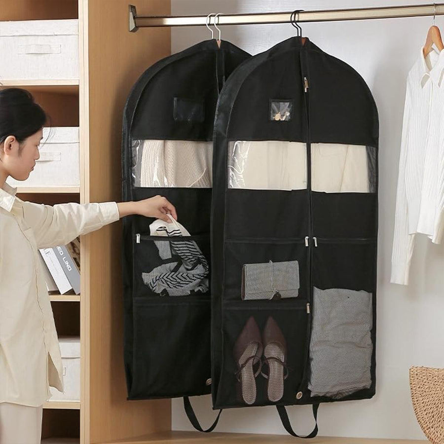 2pcs Hanging Closet Garment Dust Cover Storage Bag Clothes Protector Organizer - 130CM