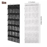 24 Pocket Shoe Organiser Bag Over Door Holder Hanging Shelf Storage Rack Hooks - White - Side View