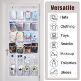 24 Pocket Shoe Organiser Bag Over Door Holder Hanging Shelf Storage Rack Hooks - White - Top-Down View
