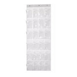 24 Pocket Shoe Organiser Bag Over Door Holder Hanging Shelf Storage Rack Hooks - White - Rear View