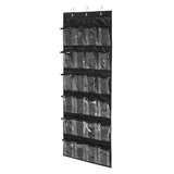 24 Pocket Shoe Organiser Bag Over Door Holder Hanging Shelf Storage Rack Hooks - White - Close-Up Angle