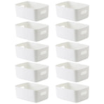 10-Piece White Plastic Storage Basket Set