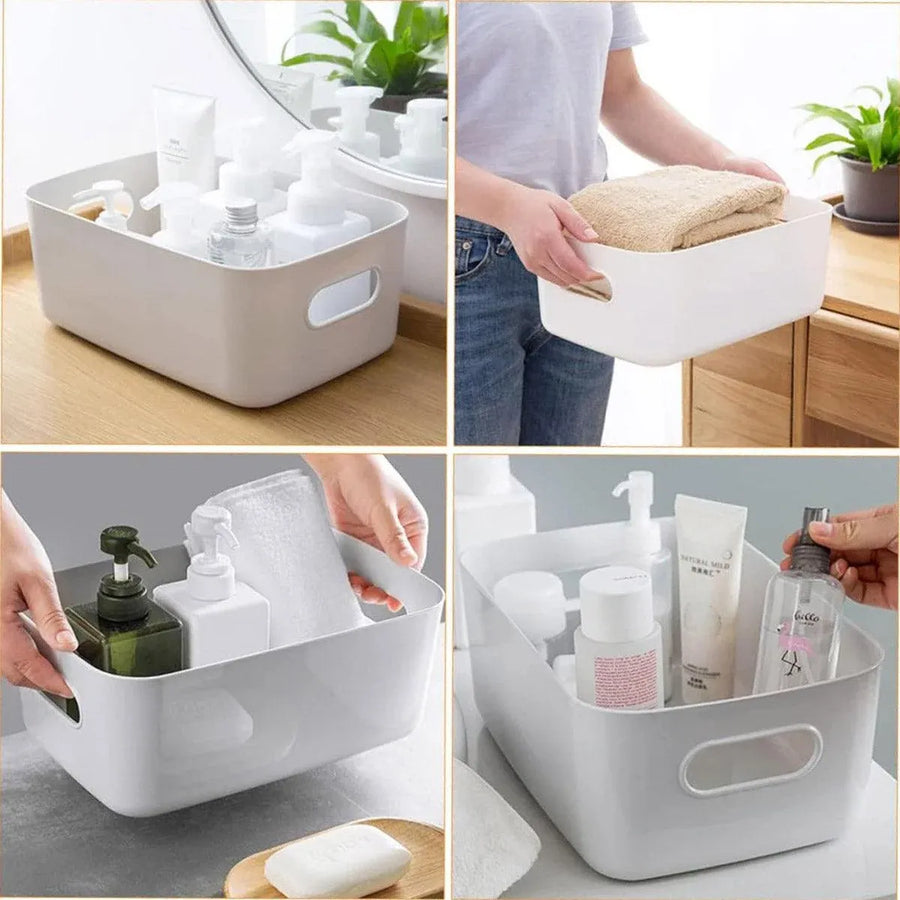 10-Piece White Plastic Storage Basket Set