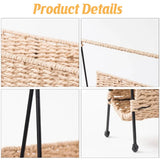 Natural Handwoven Magazine Rack Tabletop Bookshelf Newspaper Storage Basket - Close-Up Angle