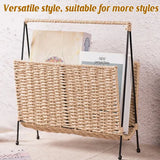 Natural Handwoven Magazine Rack Tabletop Bookshelf Newspaper Storage Basket - Extra Image