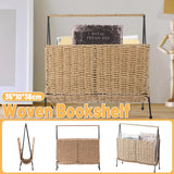Natural Handwoven Magazine Rack Tabletop Bookshelf Newspaper Storage Basket - Extra Image