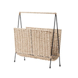 Natural Handwoven Magazine Rack Tabletop Bookshelf Newspaper Storage Basket - Front View
