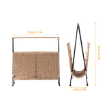 Natural Handwoven Magazine Rack Tabletop Bookshelf Newspaper Storage Basket - Side View