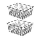 2pcs Wire Storage Basket Durable Metal Kitchen Cabinet Pantry Office Organiser - Front View