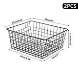2pcs Wire Storage Basket Durable Metal Kitchen Cabinet Pantry Office Organiser - Side View
