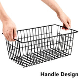 2pcs Wire Storage Basket Durable Metal Kitchen Cabinet Pantry Office Organiser - Top-Down View