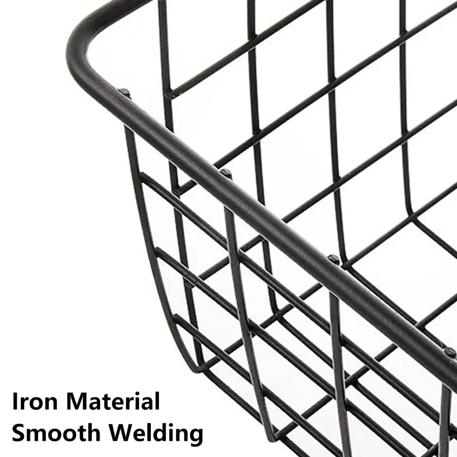 2pcs Wire Storage Basket Durable Metal Kitchen Cabinet Pantry Office Organiser