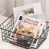 2pcs Wire Storage Basket Durable Metal Kitchen Cabinet Pantry Office Organiser - Rear View