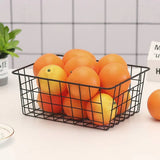 2pcs Wire Storage Basket Durable Metal Kitchen Cabinet Pantry Office Organiser - Close-Up Angle