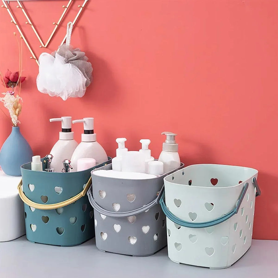 4pcs Handheld Love Storage Basket Bathroom Organizer Bath Storage Basket Set