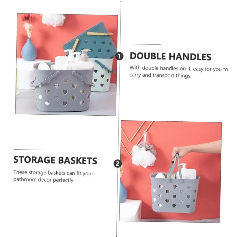 4pcs Handheld Love Storage Basket Bathroom Organizer Bath Storage Basket Set