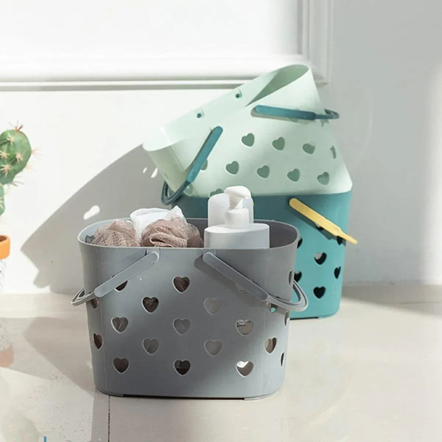 4pcs Handheld Love Storage Basket Bathroom Organizer Bath Storage Basket Set