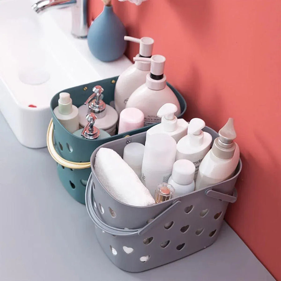 4pcs Handheld Love Storage Basket Bathroom Organizer Bath Storage Basket Set