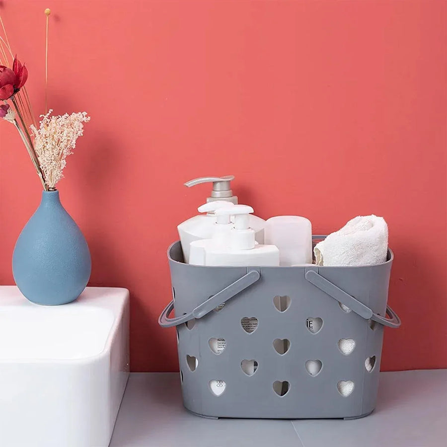 4pcs Handheld Love Storage Basket Bathroom Organizer Bath Storage Basket Set