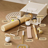 Fitness Storage Basket Organizer Tube with Wheeled Basket for Home Use and Gym - Close-Up Angle