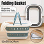 Large Folding Laundry Basket Plastic Dirty Clothes Hamper Blue Bathroom Storage - Grey