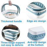 Large Folding Laundry Basket Plastic Dirty Clothes Hamper Blue Bathroom Storage - Grey - 45-Degree Angle