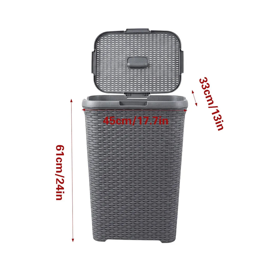 Laundry Basket Plastic Rattan Style Large Capacity Clothes Toy Storage Organizer