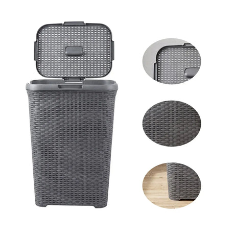 Laundry Basket Plastic Rattan Style Large Capacity Clothes Toy Storage Organizer, image 5