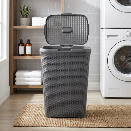 Laundry Basket Plastic Rattan Style Large Capacity Clothes Toy Storage Organizer, image 10
