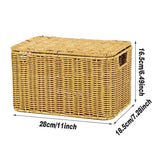 Storage Box Bedroom Organizer Faux Rattan Woven Basket with Lid Home - Side View