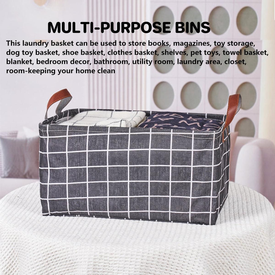 2pcs Foldable Cotton Linen Storage Baskets Home Organizer Box Office Supplies - Waterweed