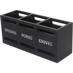 Black Three-Compartment Cutlery Organiser 25.5 x 8.7 x 11 cm - 1 Piece