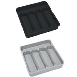 Expandable Cutlery Drawer Organizer Adjustable 6 Slot Kitchen Utensil Tray - Black - Side View