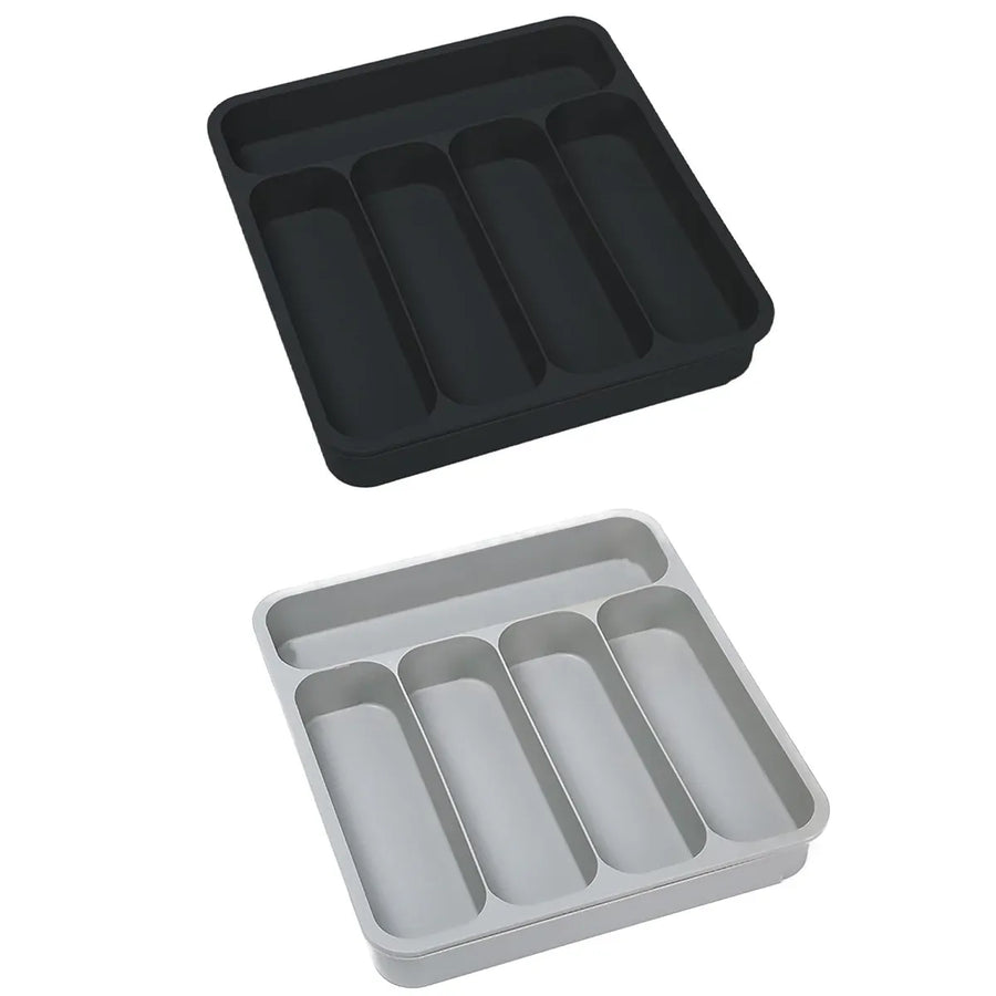 Expandable Cutlery Drawer Organizer Adjustable 6 Slot Kitchen Utensil Tray - Black