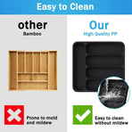 Expandable Cutlery Drawer Organizer Adjustable 6 Slot Kitchen Utensil Tray - Black