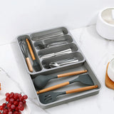 Expandable Cutlery Drawer Organizer Adjustable 6 Slot Kitchen Utensil Tray - Black - Extra Image