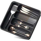 Expandable Cutlery Drawer Organizer Adjustable 6 Slot Kitchen Utensil Tray - Black - Extra Image