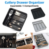 Expandable Cutlery Drawer Organizer Adjustable 6 Slot Kitchen Utensil Tray - Black - Extra Image