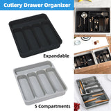 Expandable Cutlery Drawer Organizer Adjustable 6 Slot Kitchen Utensil Tray - Black