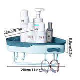 Bathroom Corner Shower Shelf Shampoo Soap Caddy Holder Rack Storage Organiser - Blue - Side View