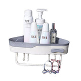 Bathroom Corner Shower Shelf Shampoo Soap Caddy Holder Rack Storage Organiser - Blue - Rear View