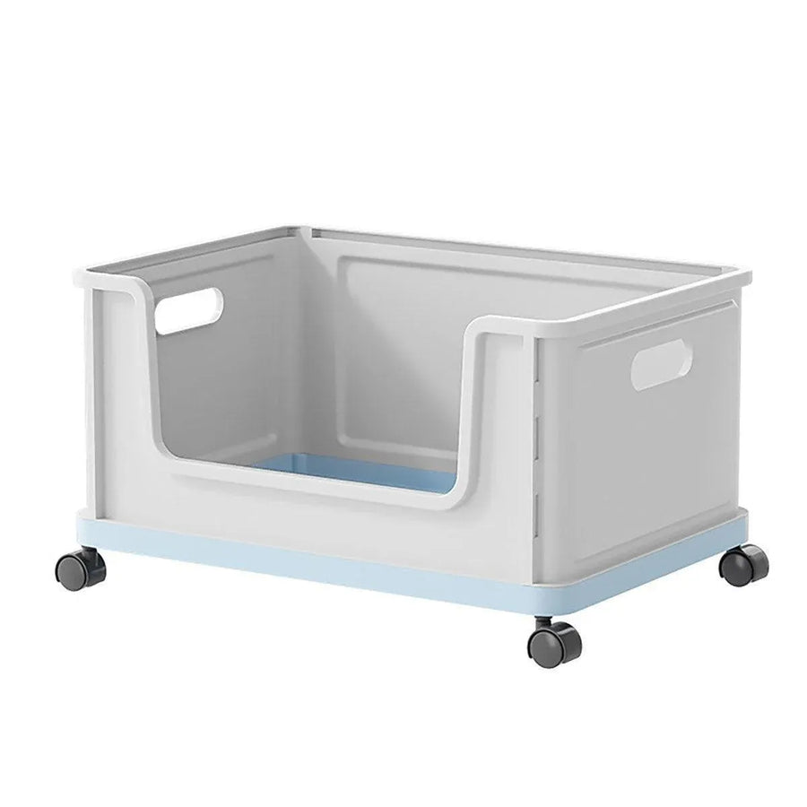 Under Desk Book Storage Box with Wheels Movable Classroom Student Organiser Rack - Blue