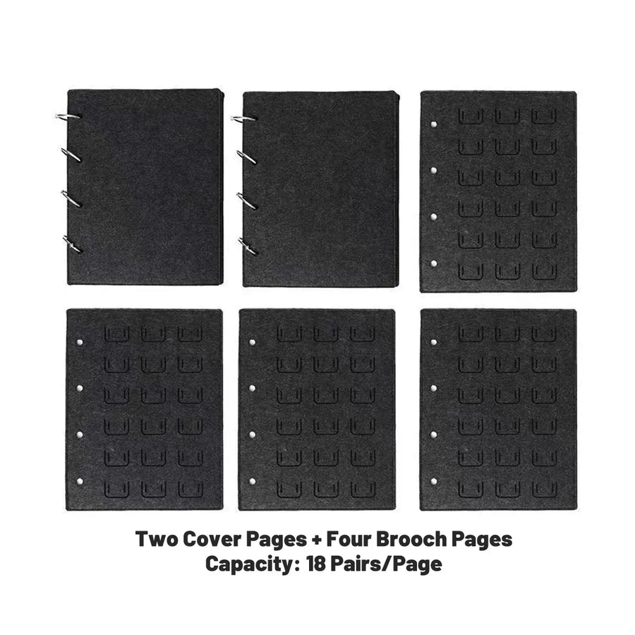 Felt Storage Book Loose-Leaf Folder For Jewelry Pin Brooch Commemorative Use